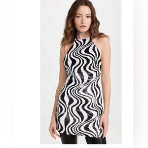 Simon Miller Zazzle Zebra Trip Sequin Halter Mini Dress 2